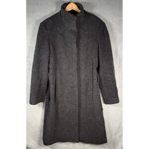 John Caruana Women's Grey 85% Mohair Jacket Sz 10 with Leather Tie Lined Pockets